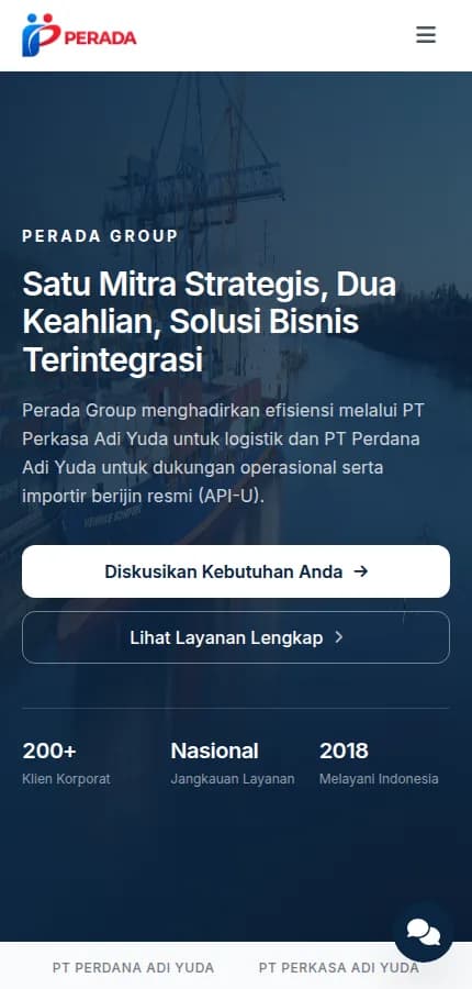 PERADA Group mobile-sized public page preview