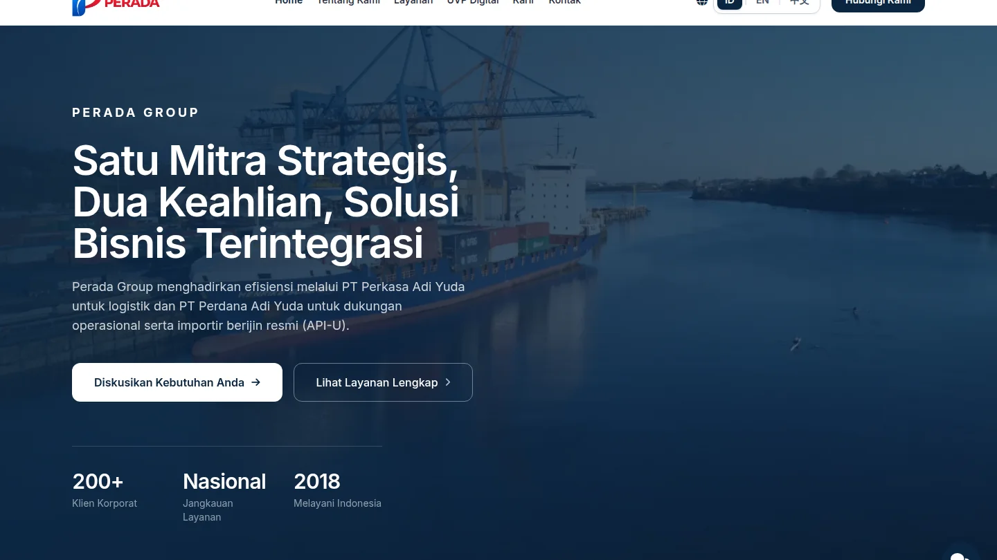 PERADA Group public landing or login screenshot; not verified application functionality