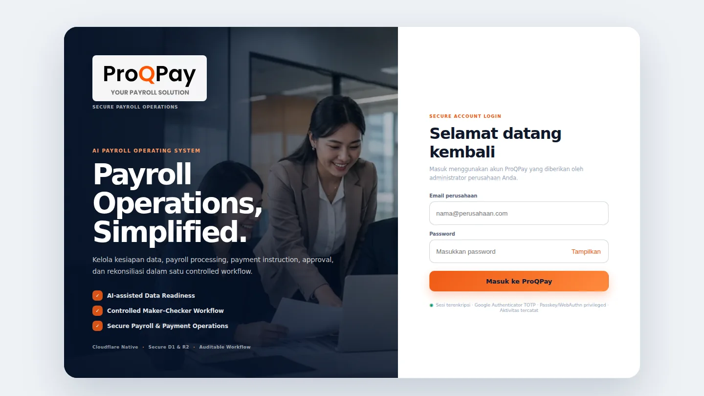 ProQPay Lite public landing or login screenshot; not verified application functionality